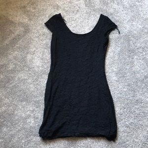 Black lace overlay mini dress